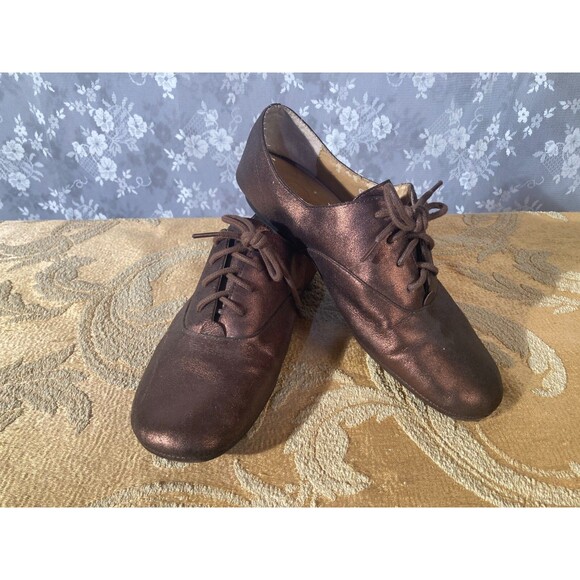 Me Too Oxfords Copper Leather Metallic Lace Up Sneakers New Wave Size 8.5M - Picture 1 of 8